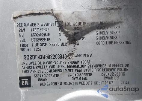 2008 Saturn Vue V6 Xe z USA, uszkodzony, nr VIN 3GSDL43N98S508919